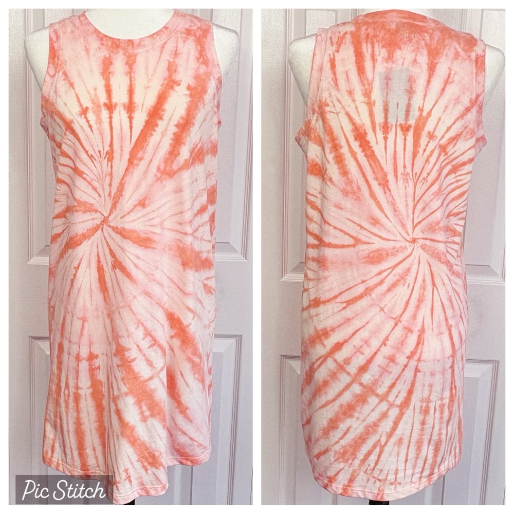 NWT J. Crew Peach Orange Tie Dye Print Sleeveless Mini Tank Dress Small